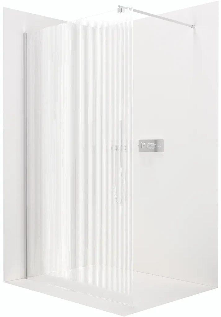 CERANO - Sprchová zástena Walk-in Onyx Ľ/P - guľatá vzpera - chróm, ryhované sklo - 50x200 cm, CER-CER-8050BD323