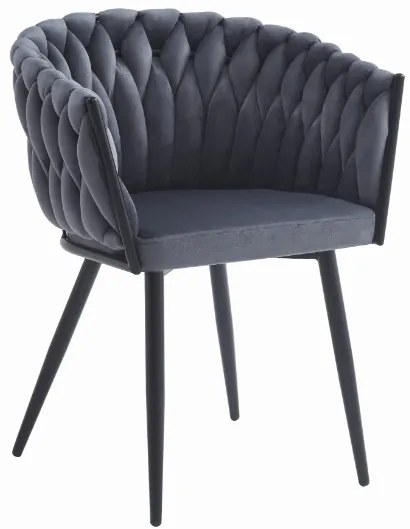 TRENDIE Zamatová jedálenská stolička Monterrey tmavo sivá