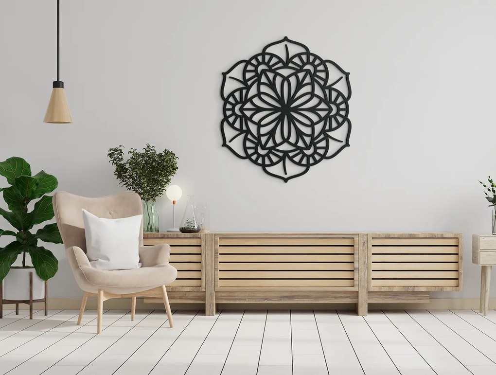 drevko Geometrická mandala na stenu Rozmer obrazu: 50 x 44,5 cm, Farba dekorácie: Čierna