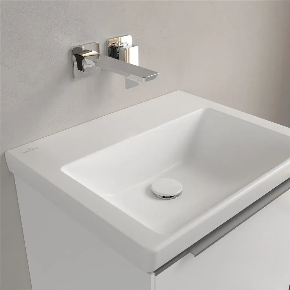 VILLEROY & BOCH Subway 3.0 umývadlo na skrinku bez otvoru, bez prepadu, 550 x 440 mm, Stone White, s povrchom CeramicPlus, 4A70F6RW