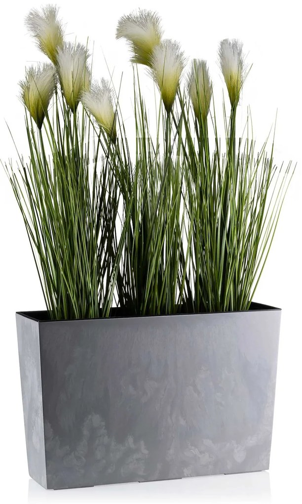 PLASTOVÝ KVETINÁČ BLOOM 36X56 CM IMITÁCIA BETÓNU SIVÁ