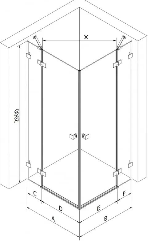 Mexen Lunar Duo, výklopný sprchový kút 110 x 85 cm, 8mm číre sklo, oceľový profil, 834-110L-085P-97-00