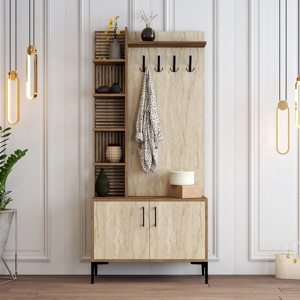 Predsieňová stena Viyana D - Walnut, Travertine