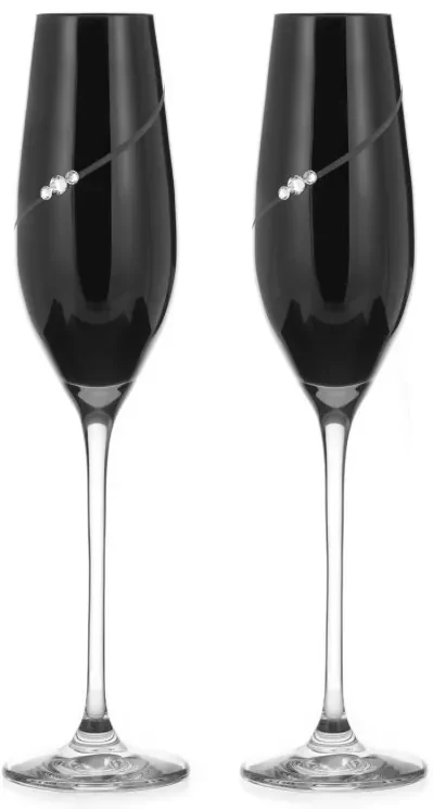 Diamante poháre na šampanské Silhouette City Black s kamienkami Swarovski 210ml 2KS