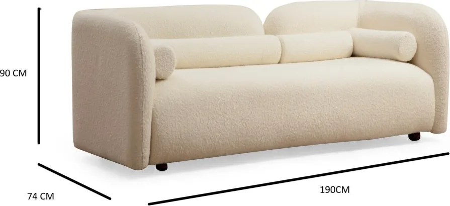 Dvojmiestna pohovka Victoria 190 cm krémová