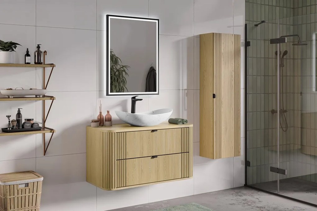 Kúpeľňová zostava Ovalia so skrinkami 100 cm dub Cremona