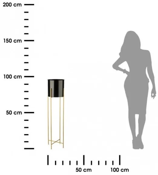 Kovový kvetináč OSLO 95x17 cm čierna/zlatá