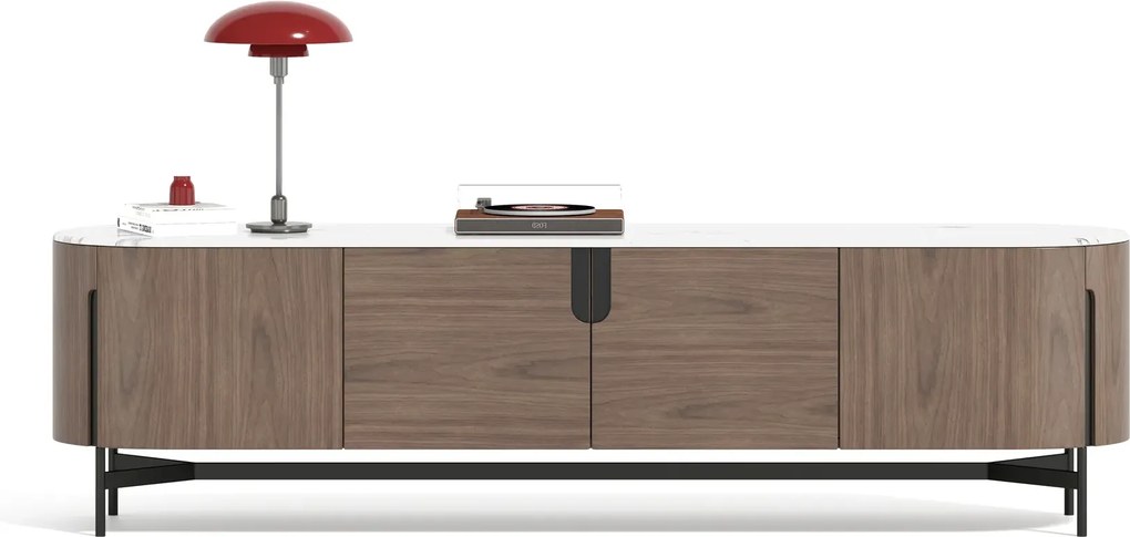 TV stolek Silario 220 cm ořech/mramor