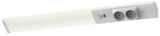 LED Podlinkové svietidlo so zásuvkami a USB porty LED/18W/230V 4000K strieborná