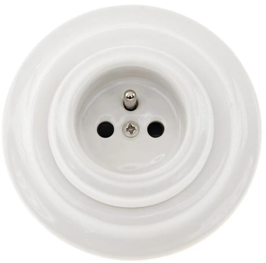 Bohemia-Design - Porcelánová retro domová zásuvka s rámčekom 250V/16A biela