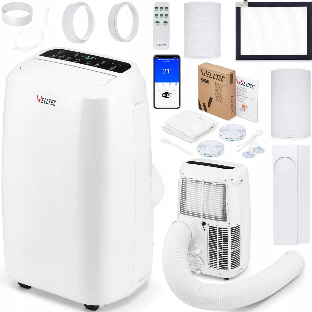 Tichá Mobilná Klimatizácia Welltec ACN18 5v1 WiFi 5,2kW až 100m² Hepa