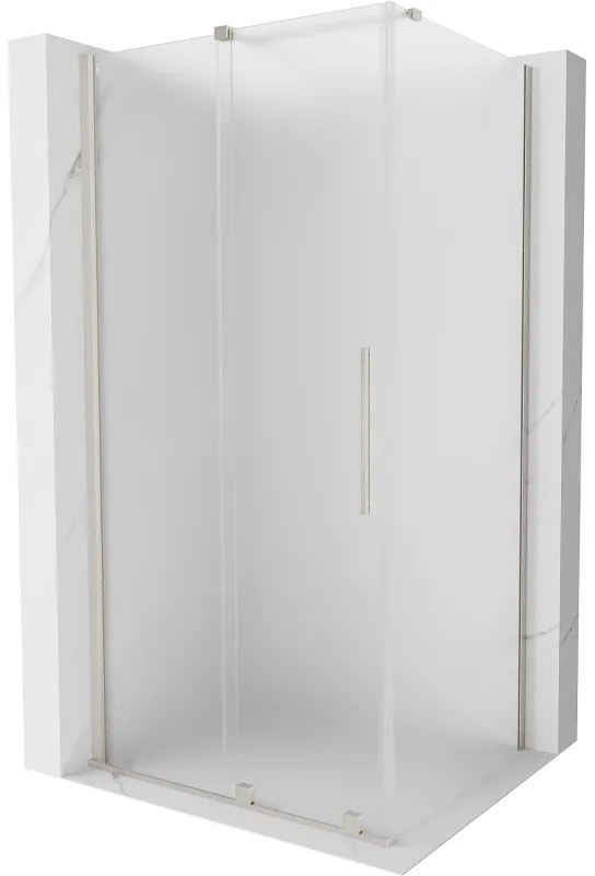 Mexen Velar, sprchový kút s posuvnými dverami 130 x 100 cm, 8mm sklo námraza, brúsená oceľ, 871-130-100-31-97