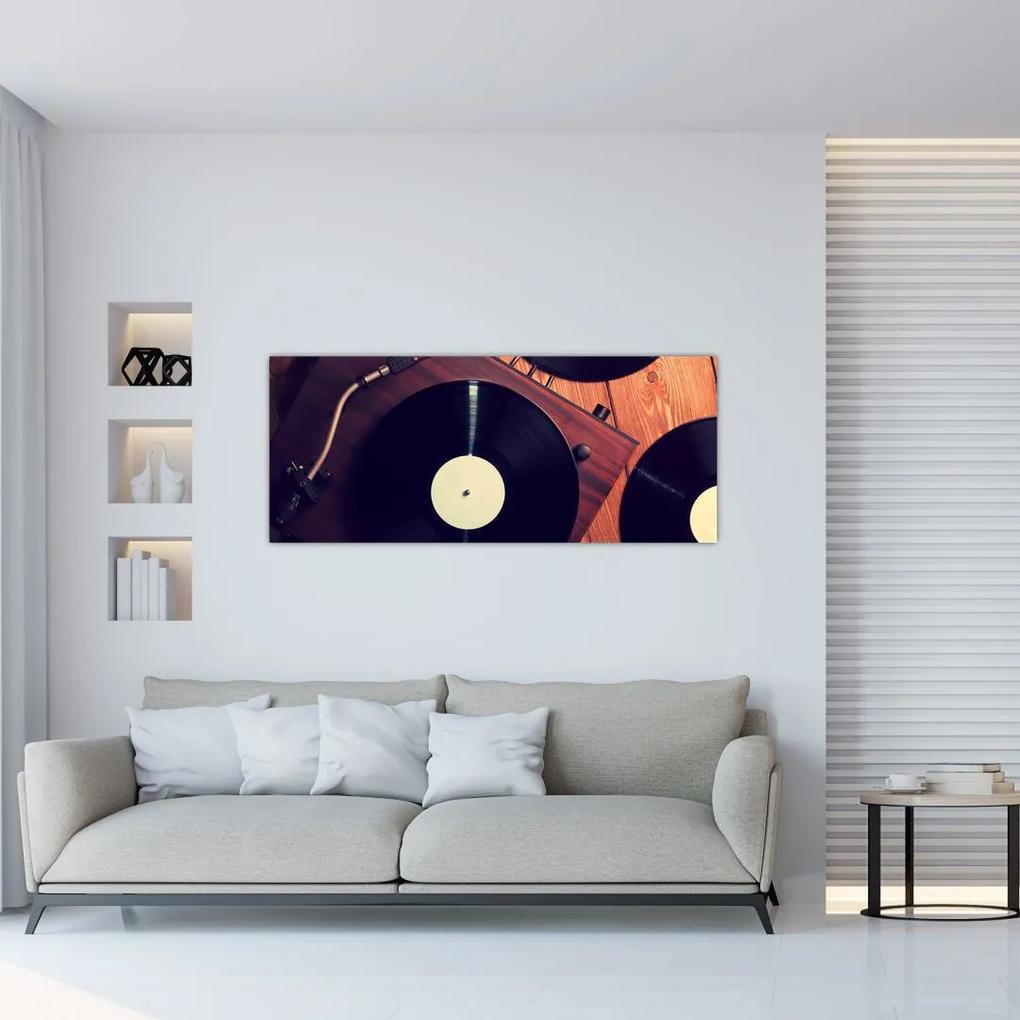 Obraz gramofónových dosiek (120x50 cm)