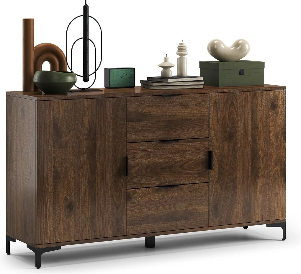 Komoda LANA 04 Elegantný orech -STOJACA KOMODA 2-DVEROVÁ SO ZÁSUVKAMI