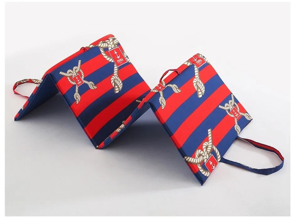 Červeno-modrý záhradný sedák na ležadlo 49x137 cm Ship Rope – B.E.S.