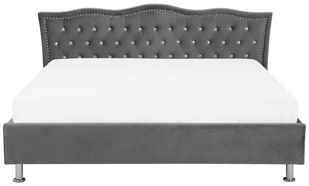 Zamatová posteľ 180 x 200 cm tmavosivá METZ Beliani