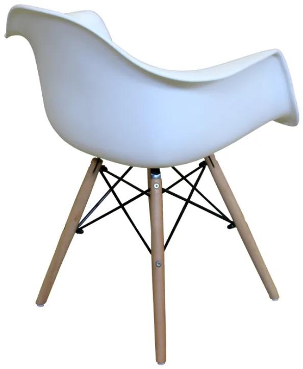 Jedálenská stolička DUO – plast, kov/masív buk, viac farieb Biela
