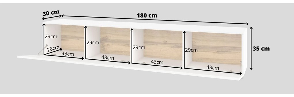 Tv stolík/skrinka Avernic Typ 40 (biela + dub wotan). Akcia -17%. Vlastná spoľahlivá doprava až k Vám domov. 1042053