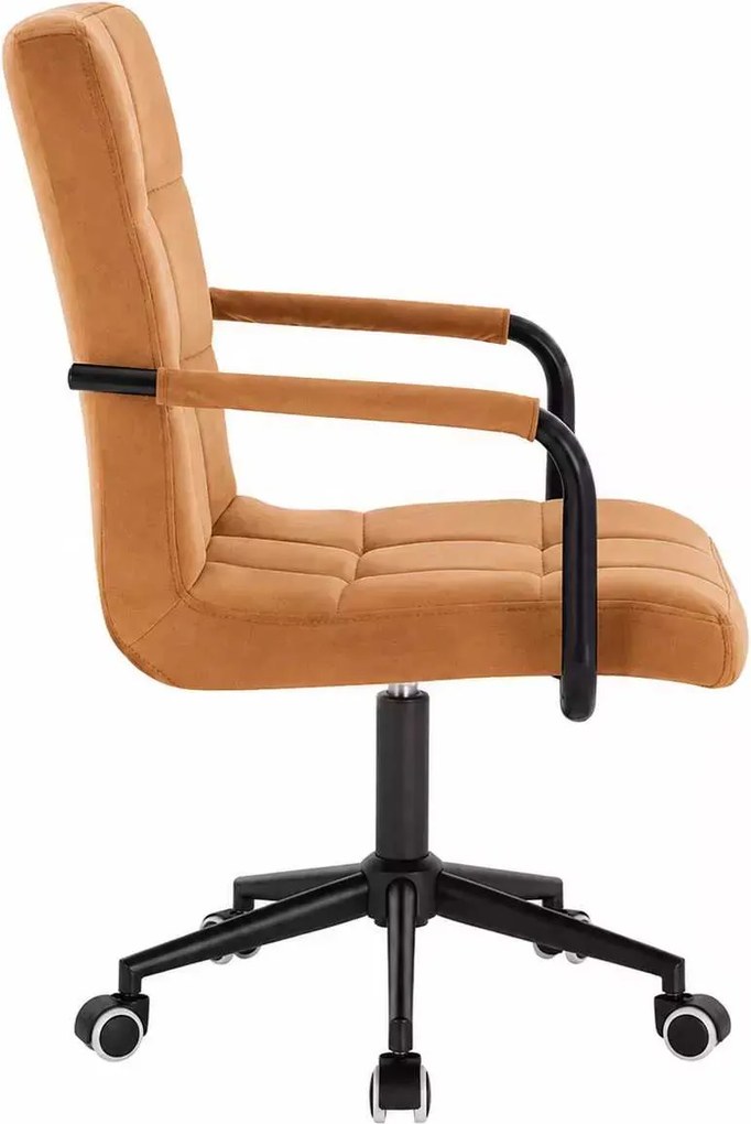 LuxuryForm DESIGN Otočná stolička VERONA BLACK VELUR na čiernej podstave s kolieskami - medová