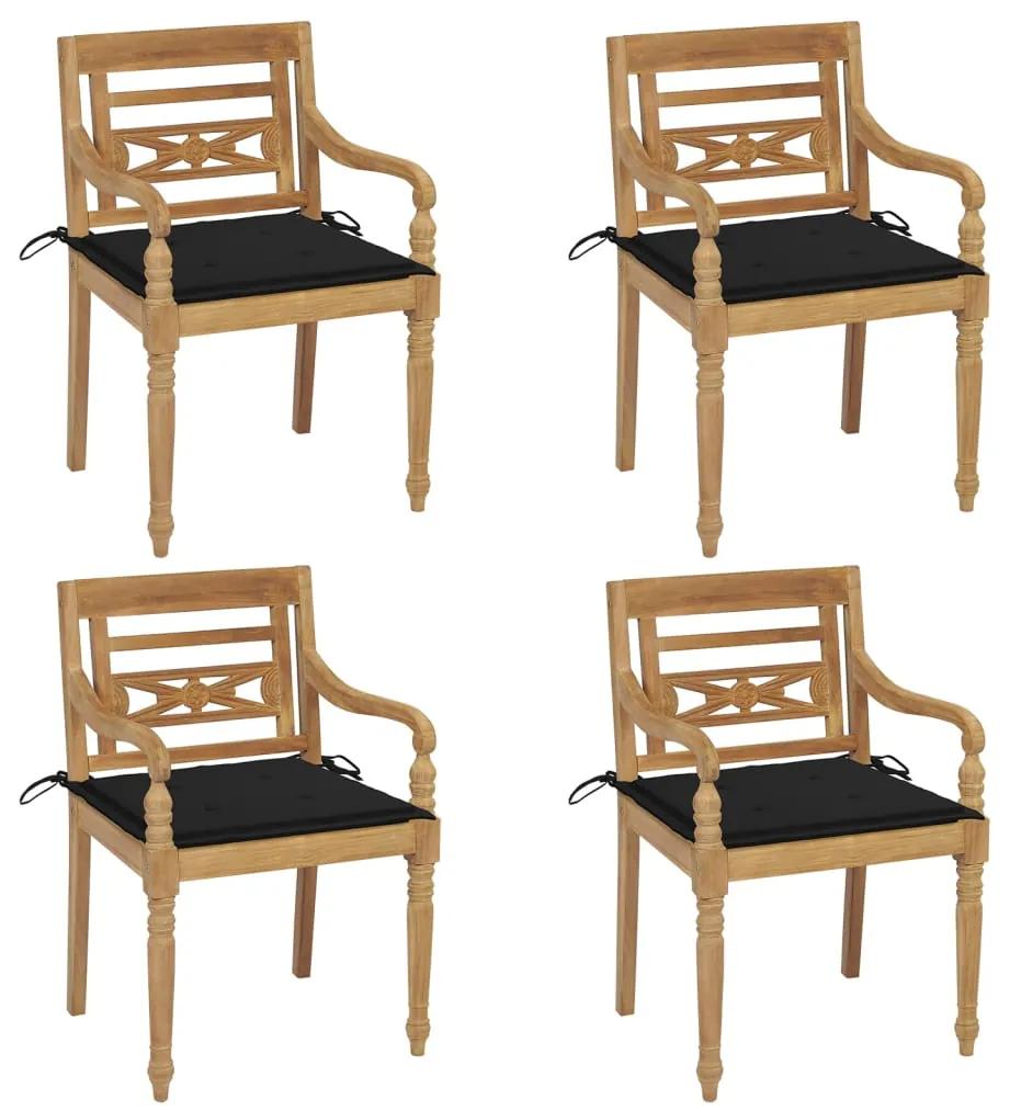 Stoličky Batavia s podložkami 4 ks tíkový masív 3073302