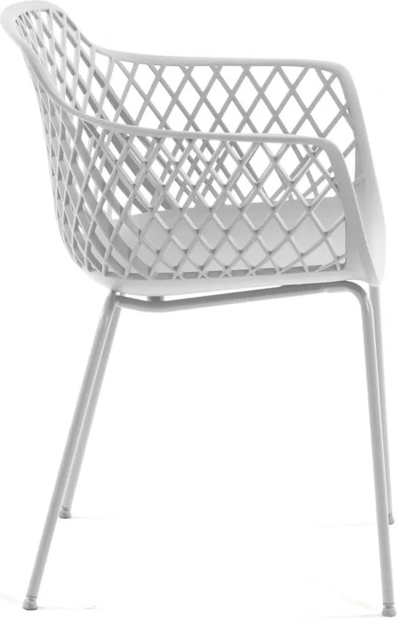 Biela kovová záhradná stolička Quinn – Kave Home