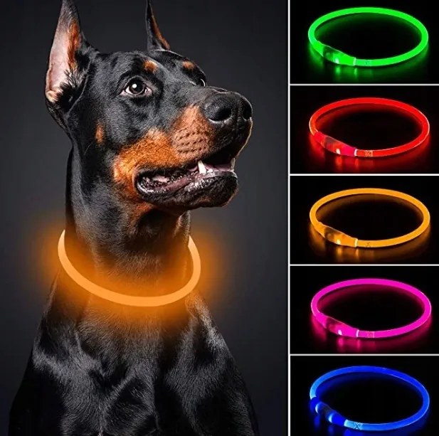 Nuxie LED svietiaci obojok pre mačku a psa 55 cm červený