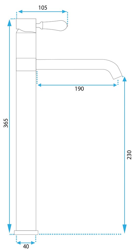 Rea Serra, vysoká umývadlová batéria h-370, čierna matná, REA-B1142