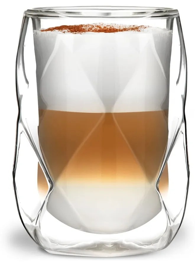 Súprava 2 dvojstenných pohárov na latté Vialli Design Geo, 250 ml