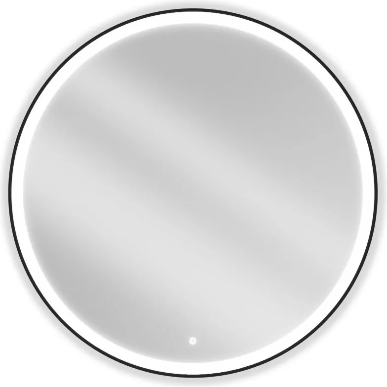 Mexen Esso, okrúhle LED podsvietené kúpeľňové zrkadlo 100 cm, 6000K, vykurovacia podložka proti zahmlievaniu, čierny rám, 9825-100-100-611-70