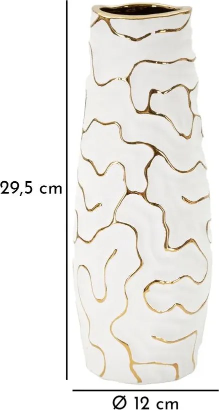 Váza Lia 29 cm biela/zlatá