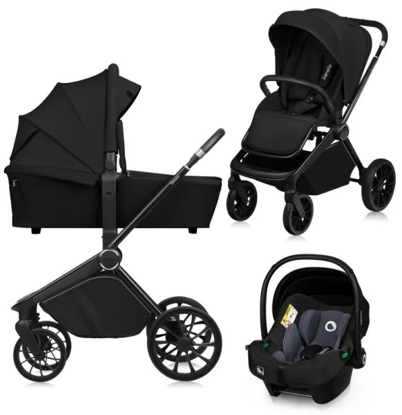 Lionelo - Kombinovaný kočík 3v1 MIKA PLUS Black Onyx