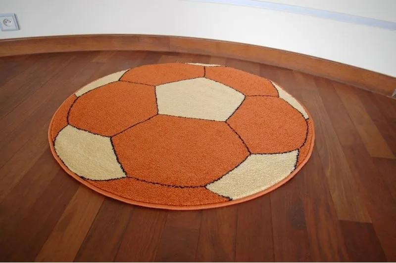 3kraft Detský guľatý koberec WELIRO FOOTBALL oranžový