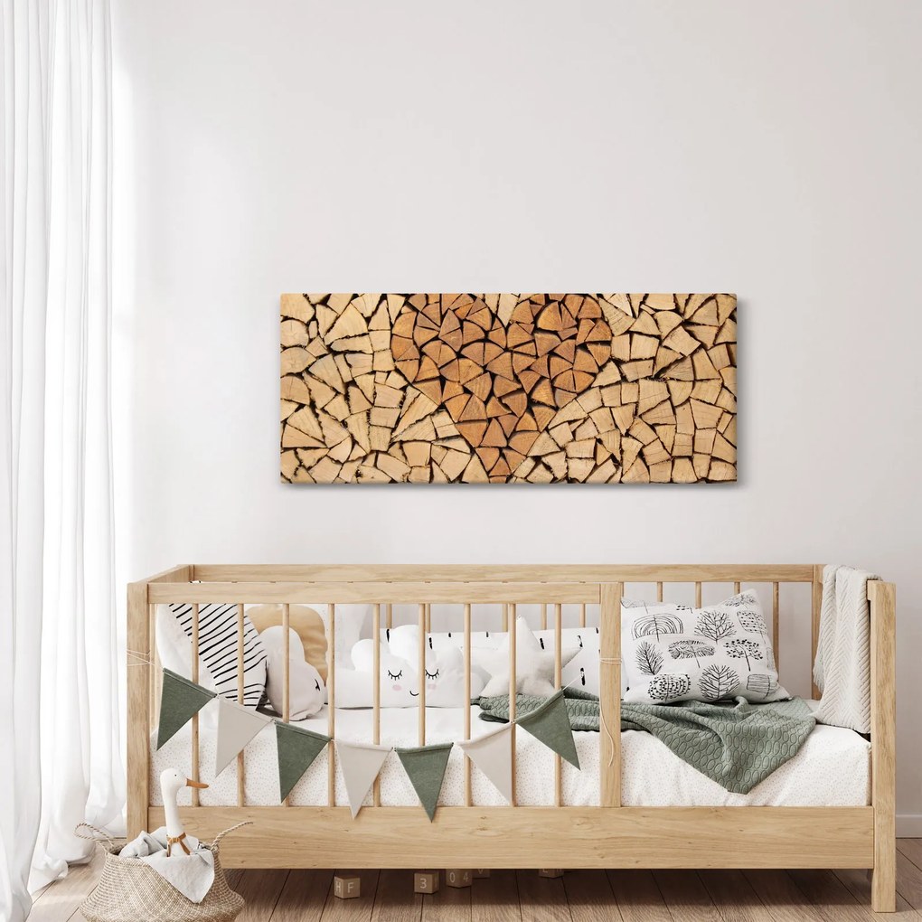 Obraz - Srdce z dreva (120x50 cm)
