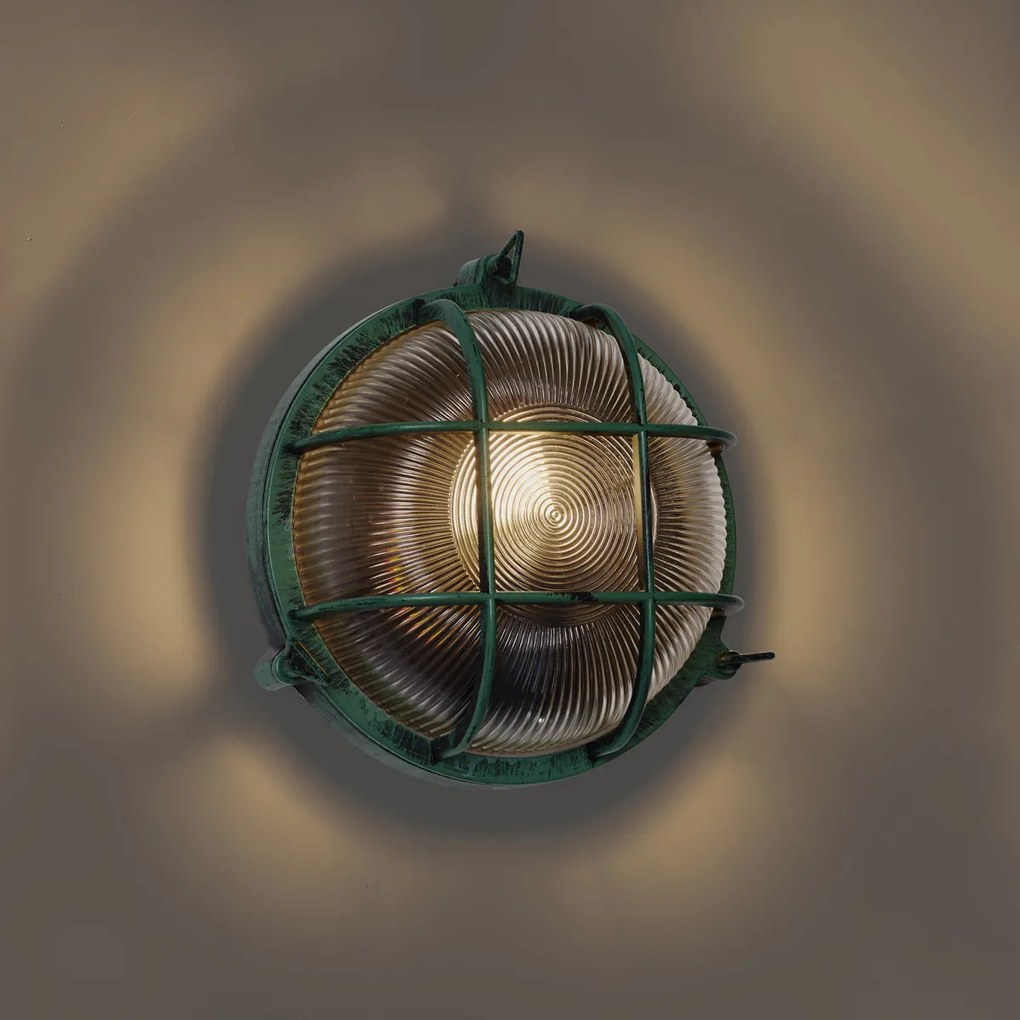 Vonkajšie nástenné svietidlo zelené okrúhle IP44 - Noutica