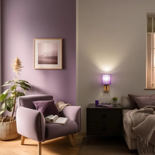 Brilagi - Nástenná lampa NUBILA WOOD 1xE27/25W/230V dub/fialová