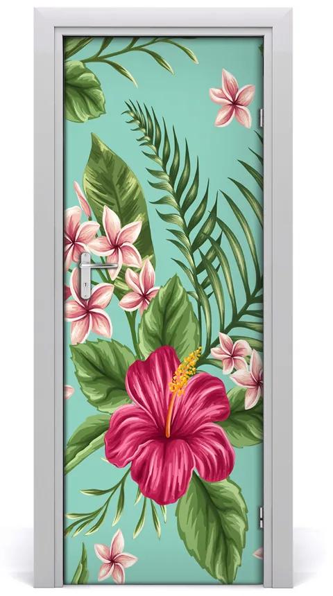 Samolepiace fototapety na dvere havajskej kvety 75x205cm