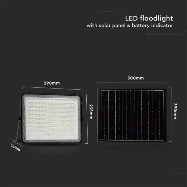 LED Vonkajší solárny reflektor LED/20W/3,2V 4000K čierna + DO