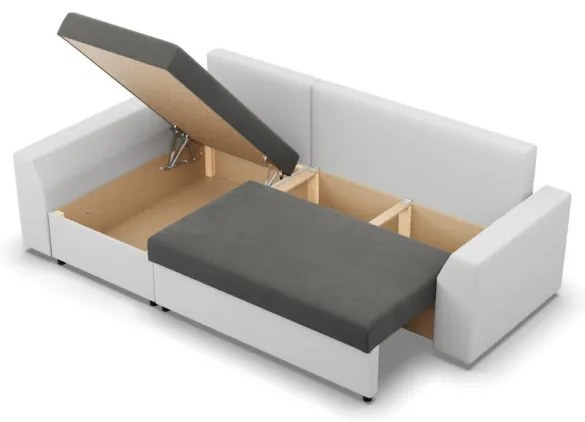Rohová rozkladacia sedačka LUGO tmavosivá / biela