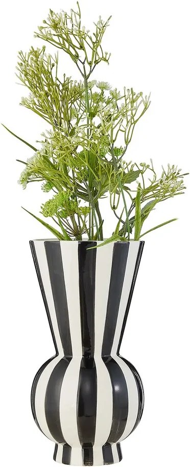 LYDIA Váza pruhy 30 cm - čierna / biela