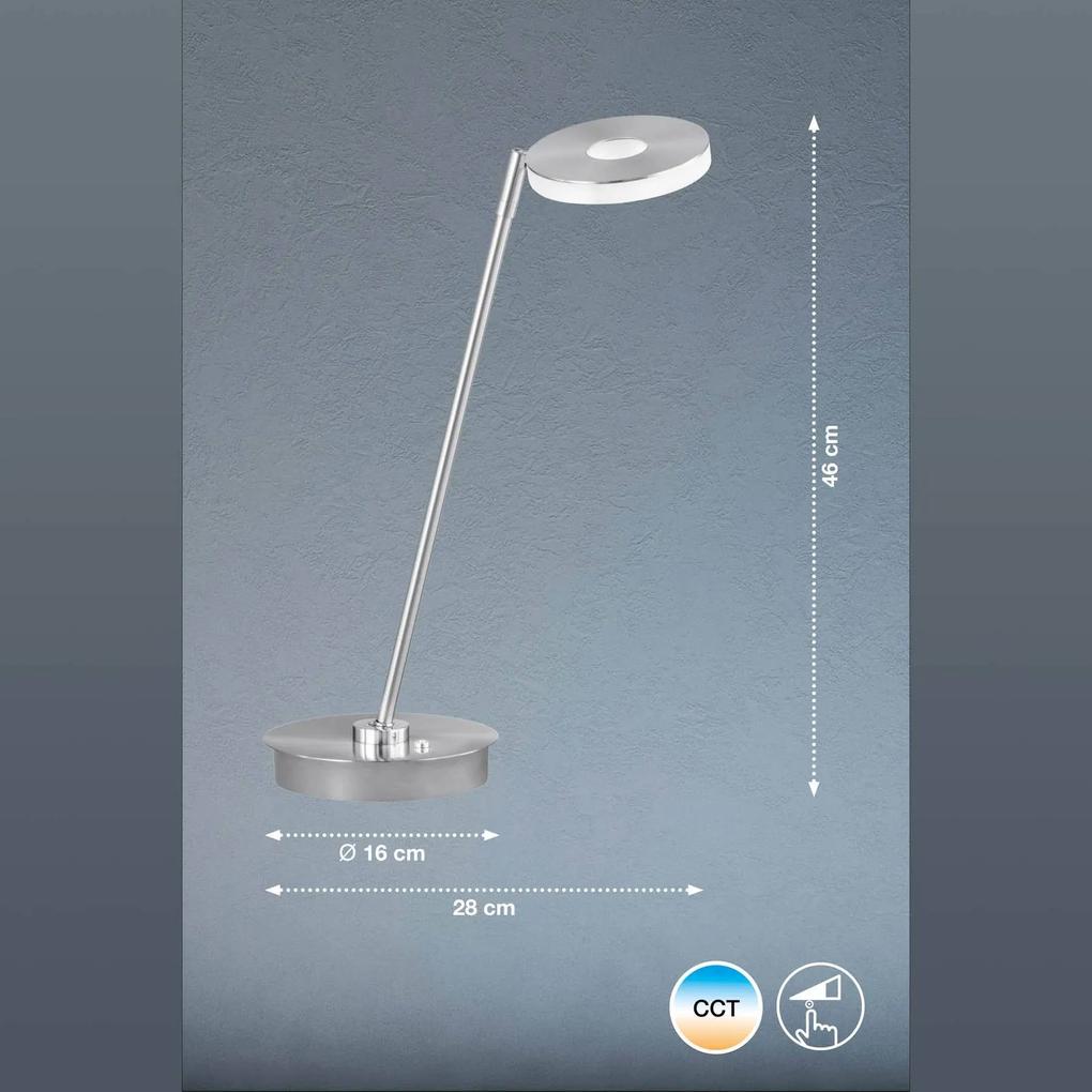 Stolná LED lampa Dent stmievateľná CCT, 8 W, nikel