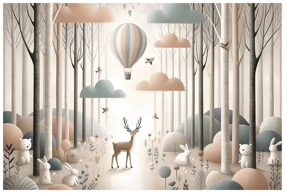 Samolepiaca tapeta lesná rozprávka s balónom