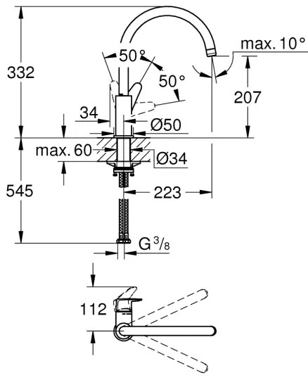 GROHE 31554001 - Drezová batéria START CURVE, lesklý chróm