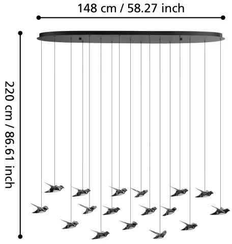 Eglo 390353 - LED Stmievateľný luster na lanku PARATEBUENO 17xLED/3W/230V čierna