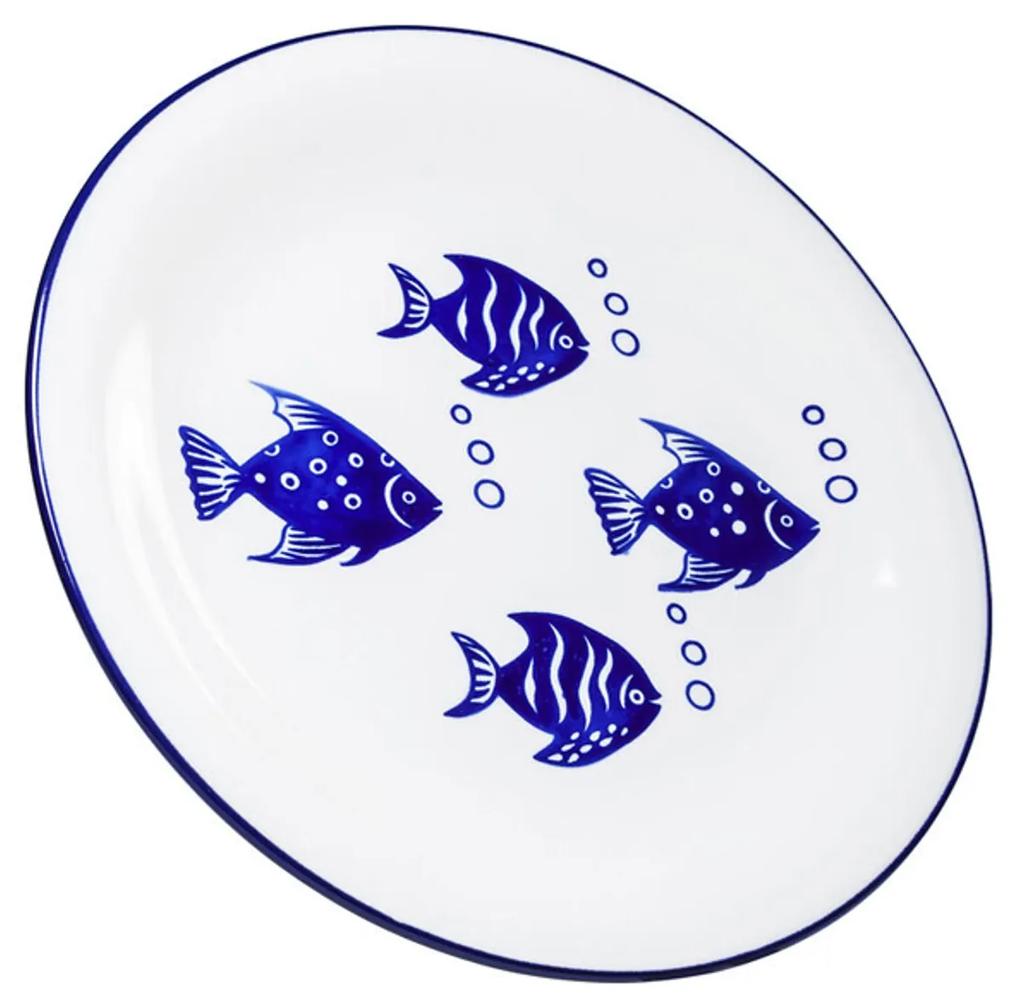 Aquarium tanier modrý/biely