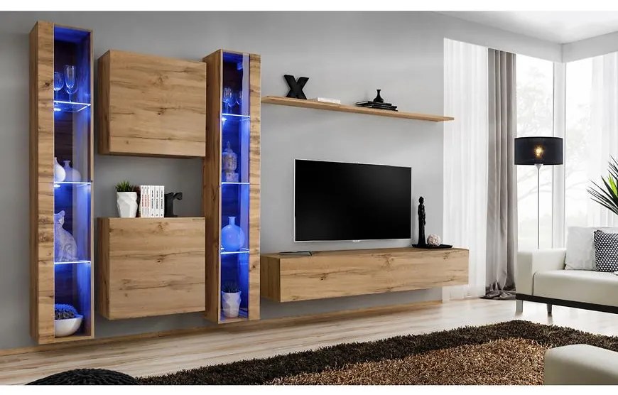 Obývacia stena Switch XVI Sklo +LED Wotan