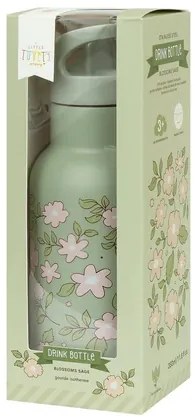 Nerezová fľaša na pitie kvety zelená