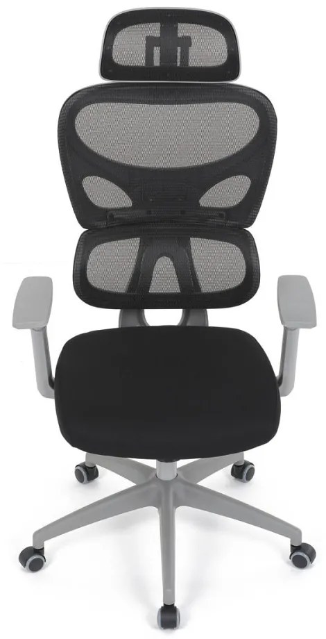 Kancelárska ergonomická stolička GRANT II — sieť, látka, sivá/čierna