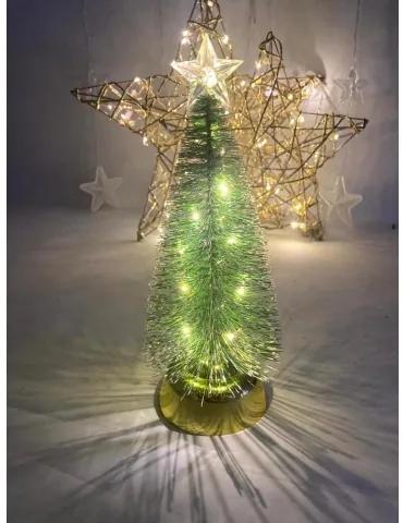 Dekoratívny svietiaci vianočný stromček, 14 LED, biely, 26 cm