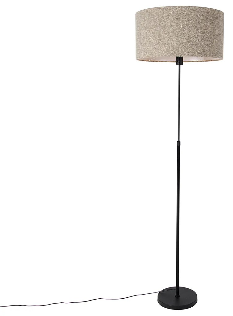Stojaca lampa čierna nastaviteľná s tienidlom z bouclé taupe 50 cm - Parte