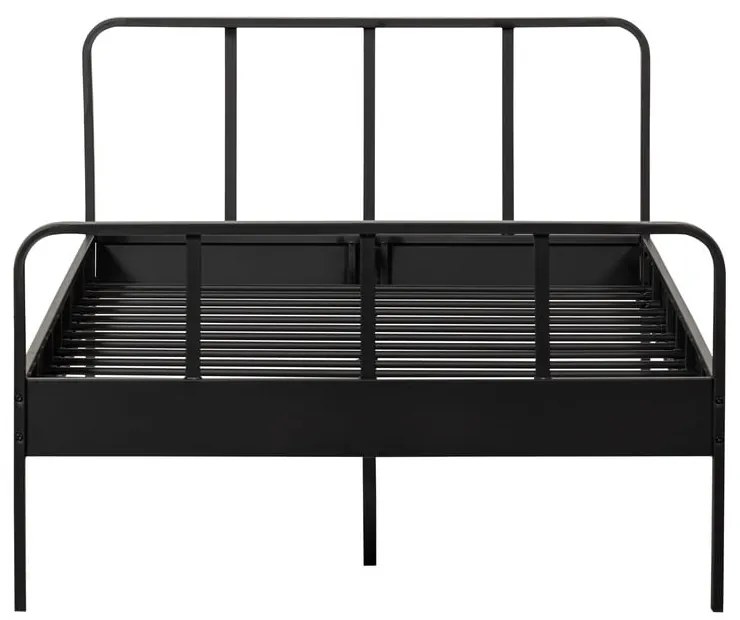 Čierna kovová jednolôžková posteľ s roštom 120x200 cm Mees – WOOOD